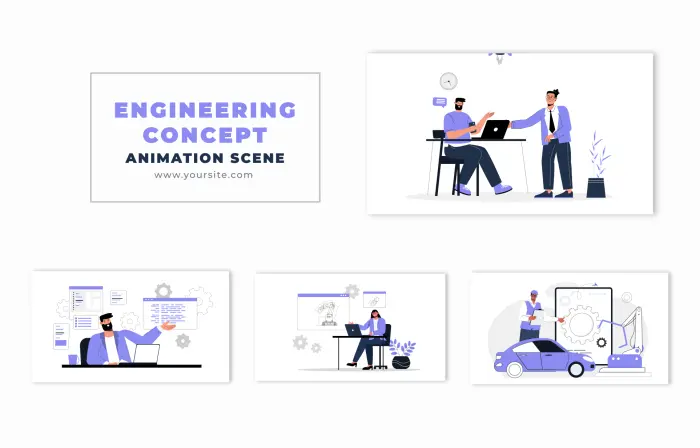 Engineering Design Processes Flat Vector Animation Scene